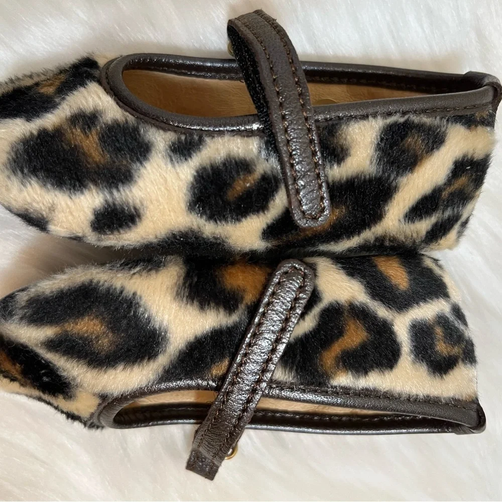 Aba Brown Tan Animal Print Faux Fir Soft Sole Shoes